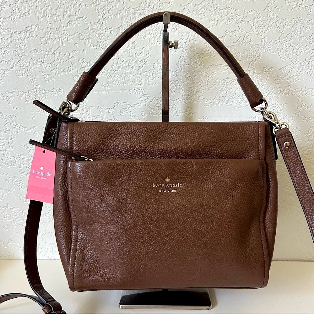 Kate Spade Cobble Hill Crossbody Satchel Shoulder Bag Hazelnut Pebbled Leather